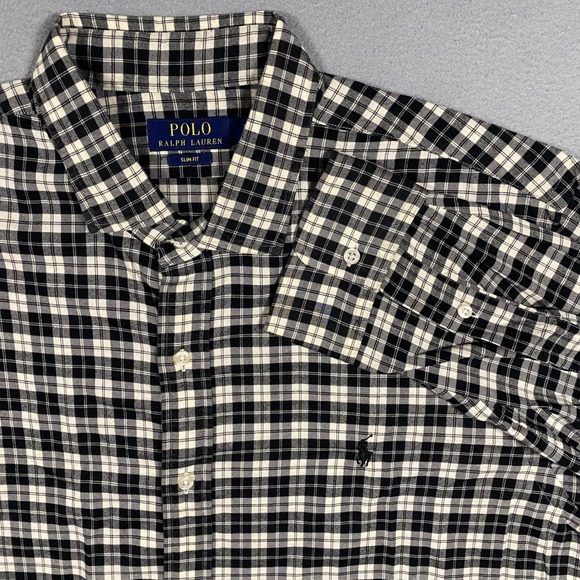 Polo Ralph Lauren Other - Polo Ralph Lauren Button Down Mens XXL Black White Gingham Slim Fit Cotton Shirt